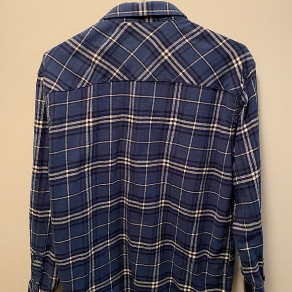 Boys Blue Plaid Flannel Button Up Long Sleeve Shirt Size: XL 100% Cotton - Picture 2 of 6